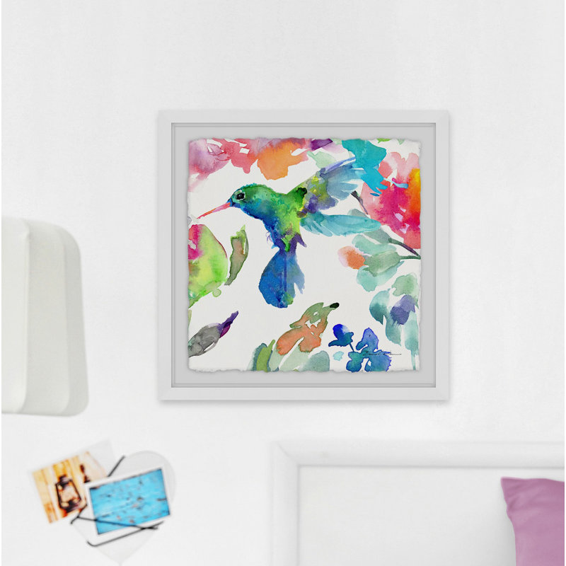 « hearts that flottant ii », reproduction de peinture à l’aquarelle encadrée, H 12 po x l 12 po x P 1,5 po