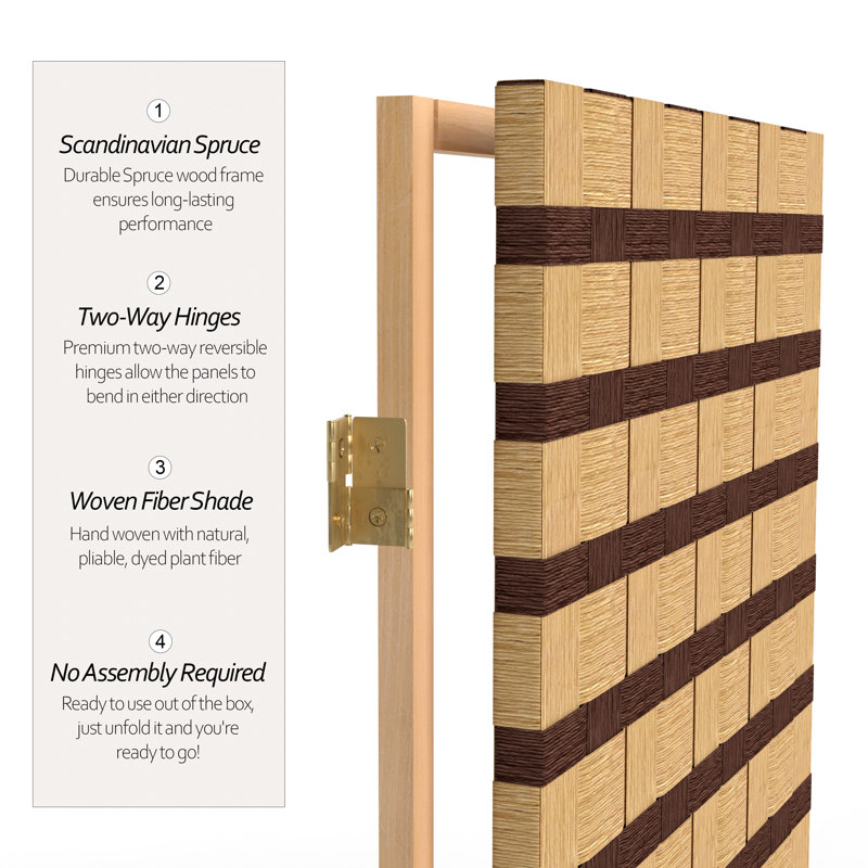 6 ft. Tall Two Tone Natural Fiber Room Divider, 4