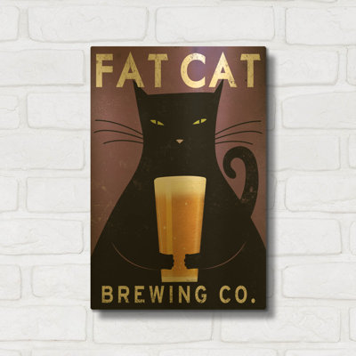 « Chat brassant aucune ville » par Ryan Fowler, tableau mural en métal doré, 30,5 x 40,5 cm