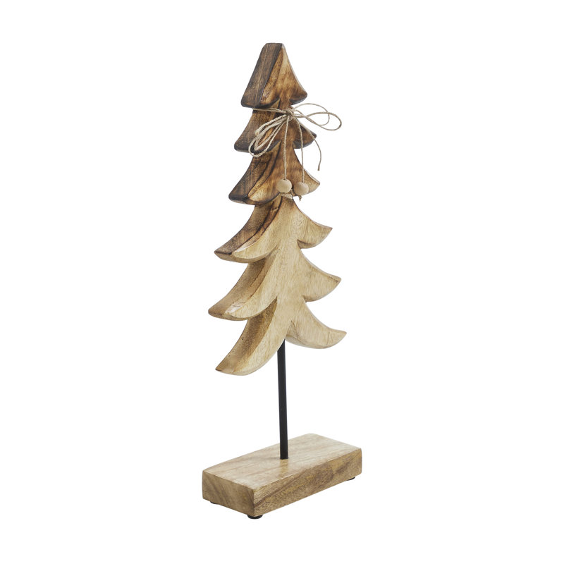 Petit arbre en bois naturel deux tons, H 14,5 po x l 6 po x P 2,5 po