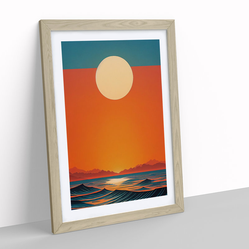 Wild Ocean Sunset Abstract Framed Print, 46cm H x 34cm W x 2cm D, Oak Framed