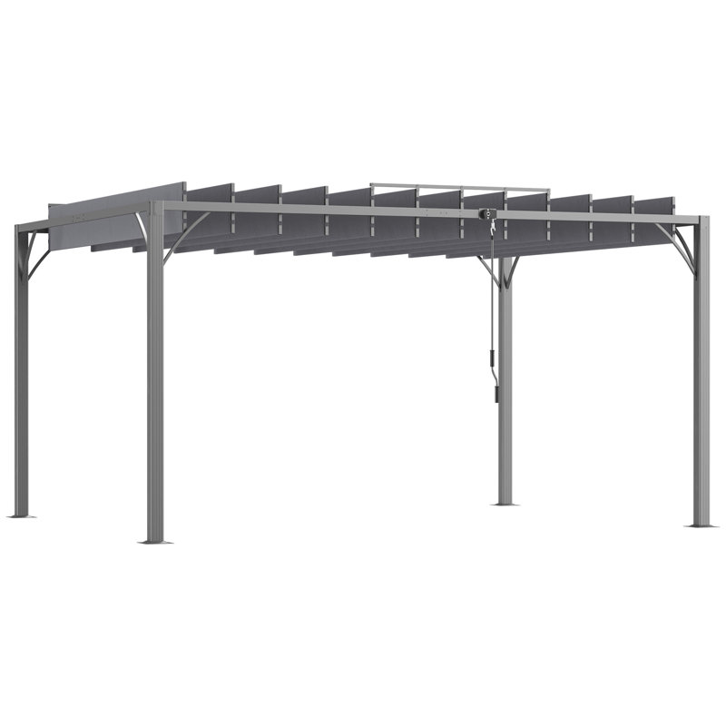 Outsunny 4 x 3(m) Outdoor Louvered Pergola with Adjustable Roof, Grey