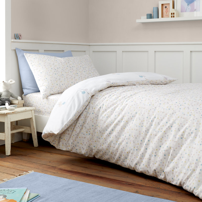 Brushed Balloons Reversible Cotton Duvet Cover Set, Double Duvet Cover + 2 Standard Pillowcases