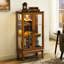 Vitrine en chêne avec portes en verre trempé et panneau arrière miroir avec rangement flexible-385268276-385267146
