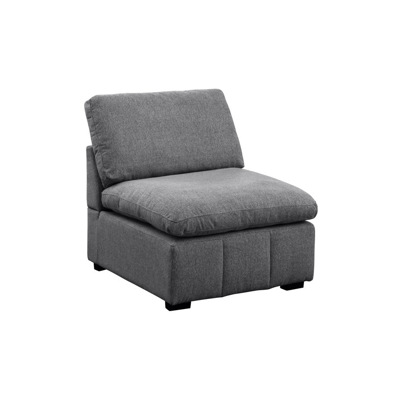 Upholstered Chenille Armless Middle-seat Chair Module, Dark Gray