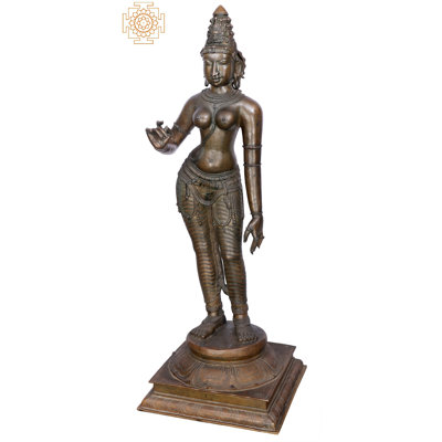 Large Sivagami Goddess Uma – 29" Panchaloha Bronze Statue, Handmade Madhuchista Vidhana Lost-Wax from Swamimalai, Traditional Indian Spiritual Décor