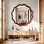 Miroir décoratif rond en bois noir noyer ondulé, pour chambre à coucher, salle de bain, salon, entrée-72892050-76357587