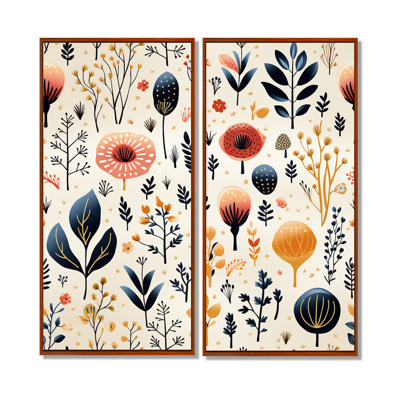 «Love In The Wild» corail et beige Lfower - ensemble de 2 crème, H 32 po x l 32 po, Reproduction encadrée sans passe-partout