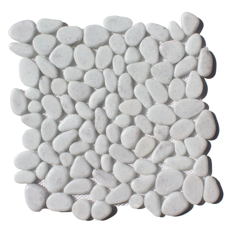 12" x 12" Glass Rock Wall Tile, Off White