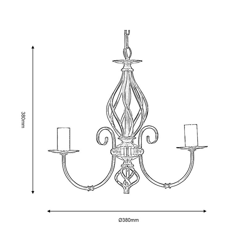 Bonifacio 3 - Light Candle Style Chandelier, Antique Silver