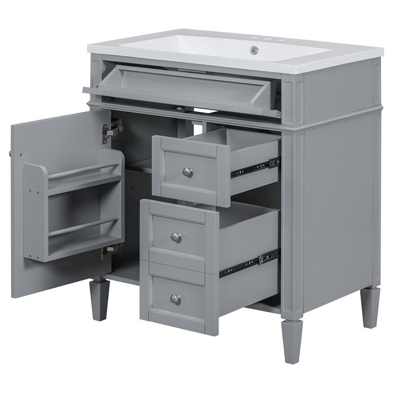 Meuble-lavabo simple 30,01 avec comptoir, Gris