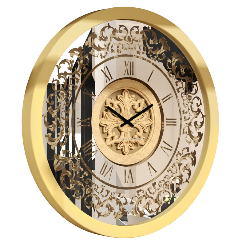 Allyna Manufactured Wood Wall Clock, 60cm H x 60cm W x 7cm D, Gold