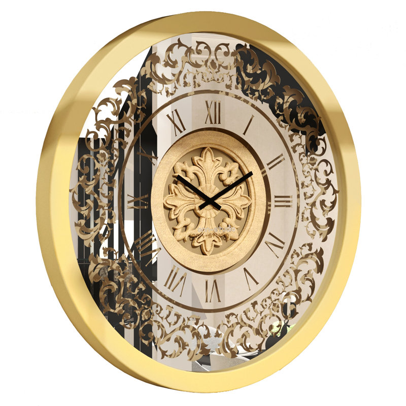 Allyna Wall Clock, 75cm H x 75cm W x 7cm D, Gold