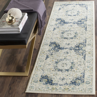 Annette Oriental Ivory/Blue Area Rug