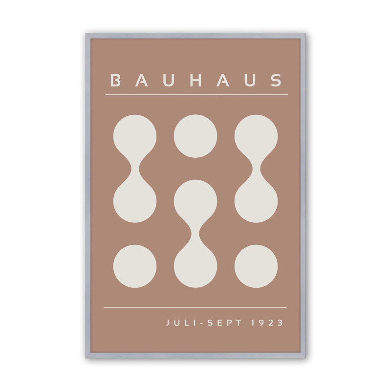 Imprimé brun Bauhaus Flow II, H 17,25 po x l 13,25 po x P 1,25 po, Reproduction encadrée sans passe-partout, Chrome poli