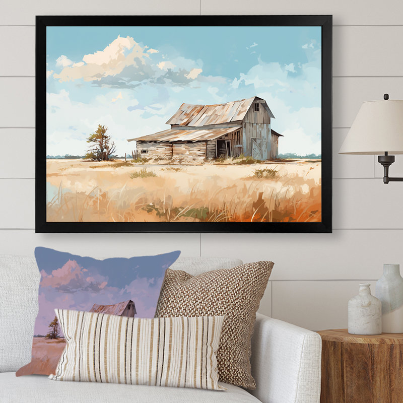 Charme de grange minimalisme sur toile, H 24 po x l 32 po x P 1 po, Cadre photo noir