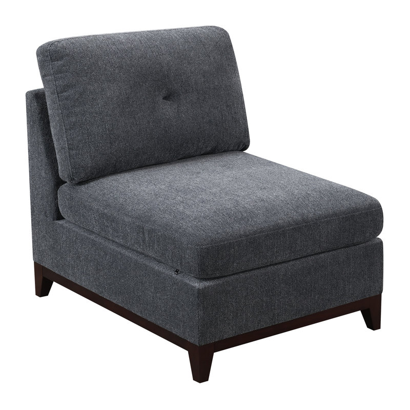 Fauteuil modulaire sans accoudoirs en chenille de tissu d'ameublement 1pc., Gris délavé