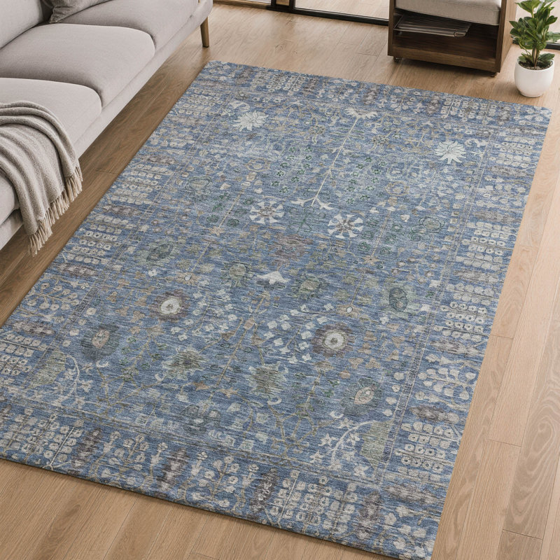 Tapis lavable à la machine de qualité supérieure Mayfield AMF2231, Bleu, 5 pi x 7 pi 6 po