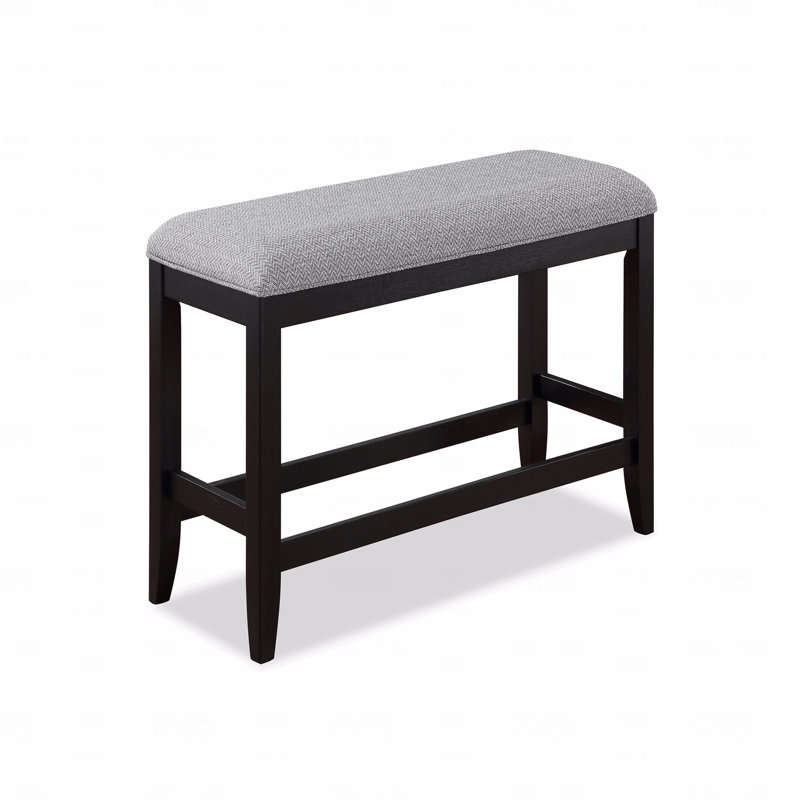1-Piece Transitional Dark In Gray Finish Finish Fabric Upholstered Upholstered Design Counter-Height Dining Room Use Bench