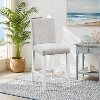 Ensemble de 4 chaises de comptoir avec assise rembourrée en lin et dossier haut ergonomique pour cuisine ou salle à manger