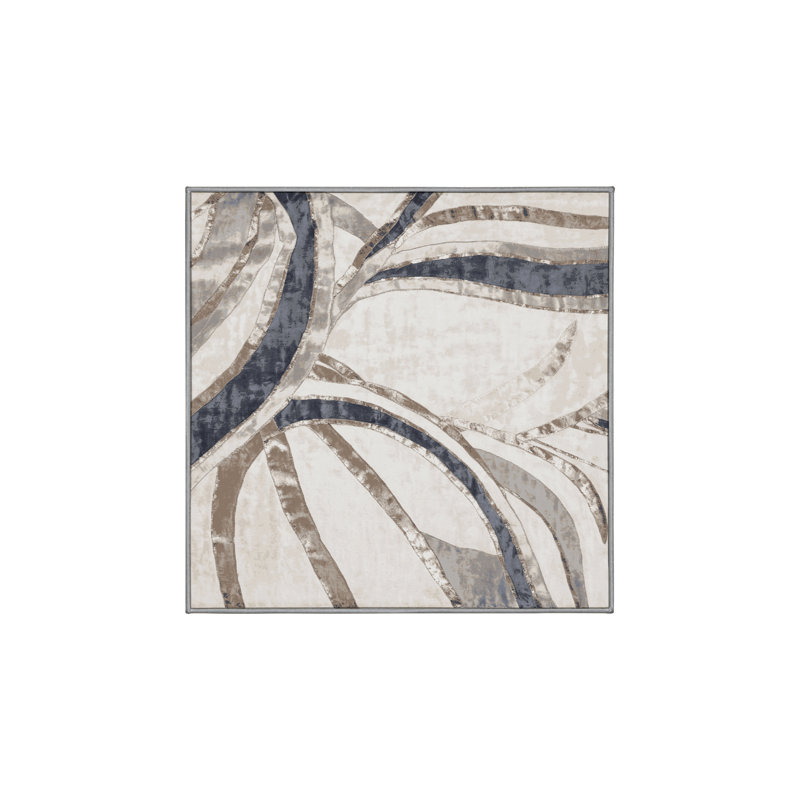 Tapis gris lavable à la machine, Carré 5 pi