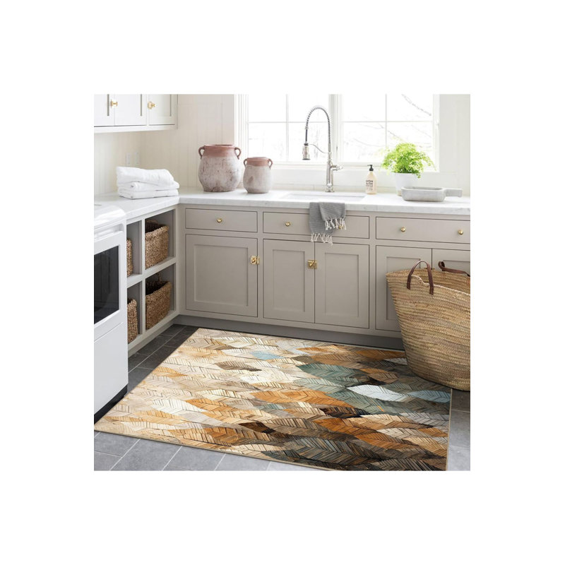 Tapis décoratif lavable à la machine Sun, Sous-tapis rectangulaire de 3 pi 3 po x 4 pi 11 po