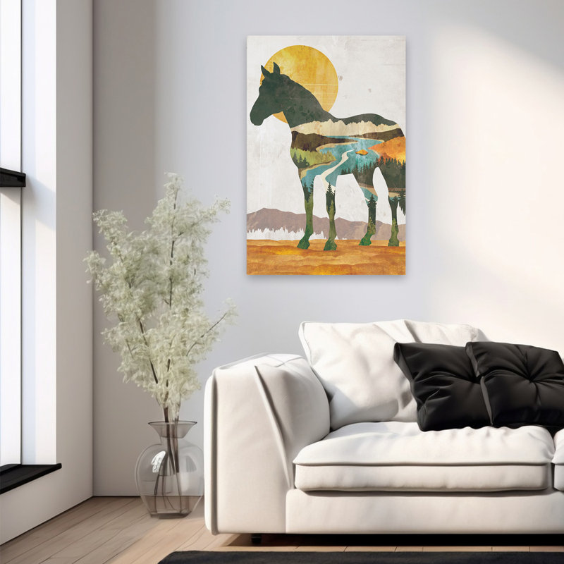 Cheval fusionné - art contemporain de paysage de cheval, H 36 po x l 24 po