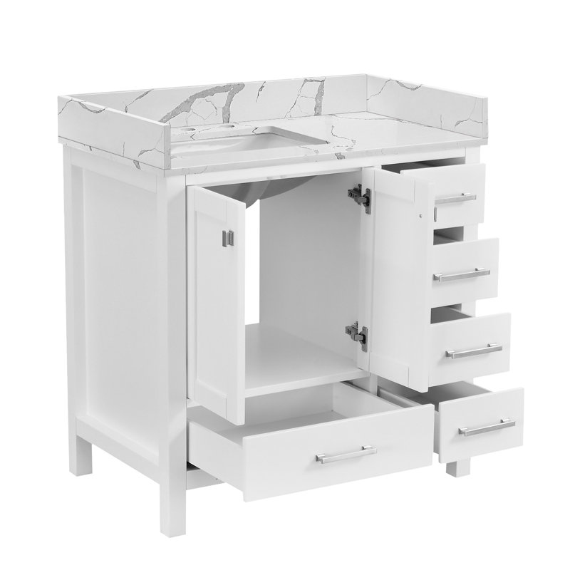 Meuble-lavabo simple 36 po Cholena, Blanc