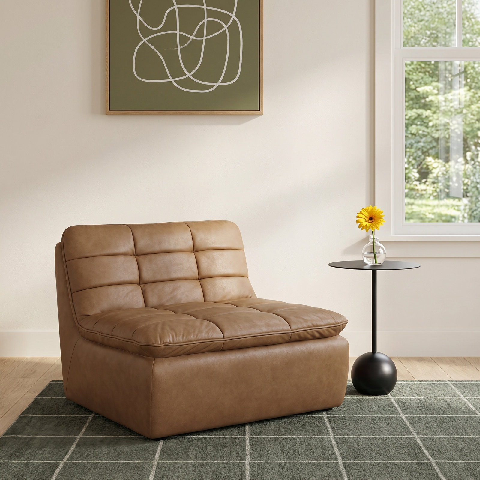Saguache Genuine Leather Slipper Chair