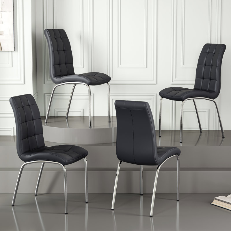Nasim 18'' H Upholstered Parsons Chair, Black, Silver