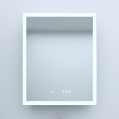 24 In. W X 30 Hsilver Aluminumleft Medicine Cabinetintegrated Ledthree Color Lightsanti - Fog Functionsilent Hingestime/Temperature Display Ledhigh Definition Mirrorsoft Close