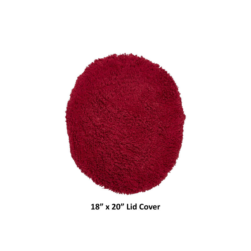 Couvercle de toilette allongé 100% coton Widman, très doux, absorbant et lavable à la machine pour salle de bain principale, d'invités et d'enfants, 18 po x 20 po, blanc / rouge
