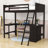 Wood Loft Bed with Desk and Shelves-70556375-123247229