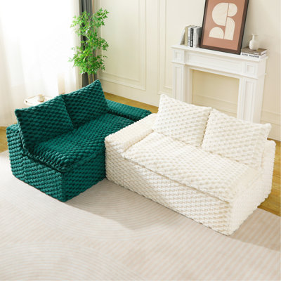 Luxury Color-Block Turtle Velvet Multifunctional Sofa - Arrangeable in Single Row,Side-by-Side or Facing Each Other,Stylish Living Room Furniture for Cozy Home Decor