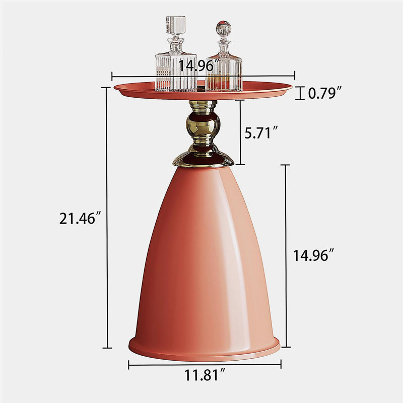 Table de bout en fer Luxury Design, table d'appoint ronde minimaliste pour petits espaces, Rouge