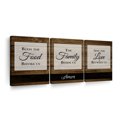 " Bless The Food Family And Love I " 3 - Pieces