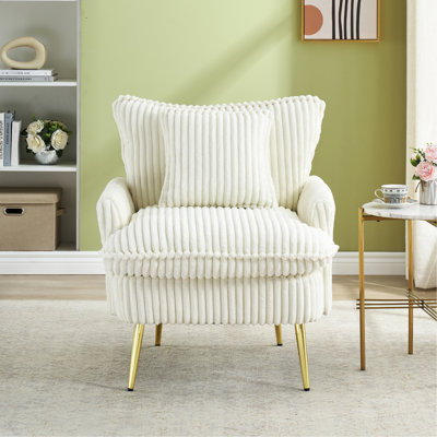 Velours côtelé beige simple de 30,31 pouces, confortable et élégant pour les appartements urbains, assis avec une éponge à haute densité, idéal pour divers espaces