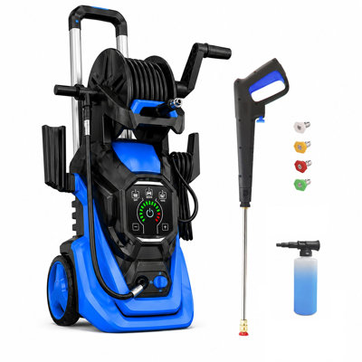 Electric Pressure Washer 4500PSI 3.0GPM, 15 Level Adjustable Touch Screen, Multi-Purpose Cleaning Performance, with 4 Adjustable Nozzle, 500ML Soap Tank, Stainless Steel Lance, Automatic Total Stop System for Car Wash, Home, Patio Cleaning