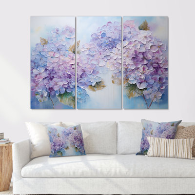 Purple Hydrangea Paradise Flowers I - Flower Field Canvas Art Set