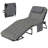 Folding Chaise Lounge Pool Chair With 4-Level Reclining Back, Cushion, Side Pocket, Headrest, Gray-1435710476