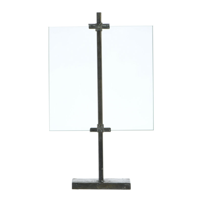 10 in x 16.75 in Adjustable Metal Stand and Glass Floating Photo Frame