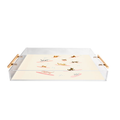 Sabina Fenn Illustration, chiens, surf, plateau en acrylique