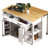47.2" Kitchen Island With 13.8" Back Extendable Table, Rubber Wood Veneer, Internal Storage, Power Provision Supply-1510309488