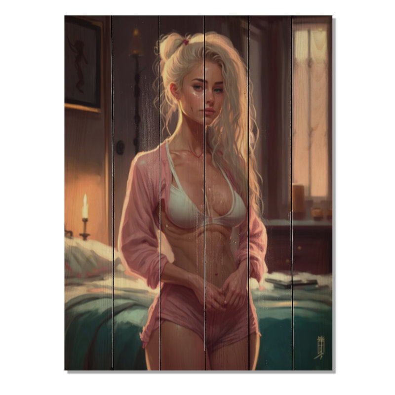 «Gorgeous Morning Glory VII», impression de femme sensuelle sur bois, H 40 po x l 30 po x P 0,78 po