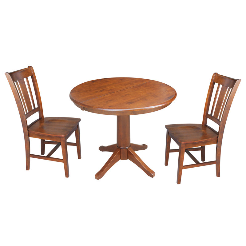 Ensemble de salle à manger en bois massif Aurich, 3 pièces : 1 table, 2 chaises, Espresso