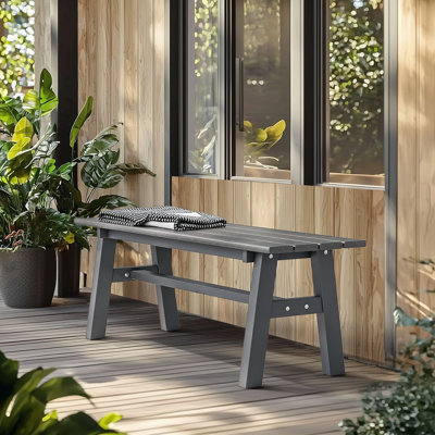 47 In. HDPE Patio Bench With Metal Legs by Ebern Designs