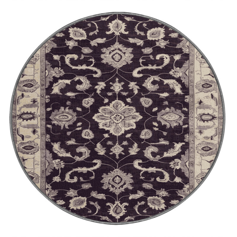 Tapis brun lavable à la machine, Rond 8 pi