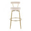Tabouret de bar à hauteur fixe avec pivot en métal doré et velours crème - ensemble de 2