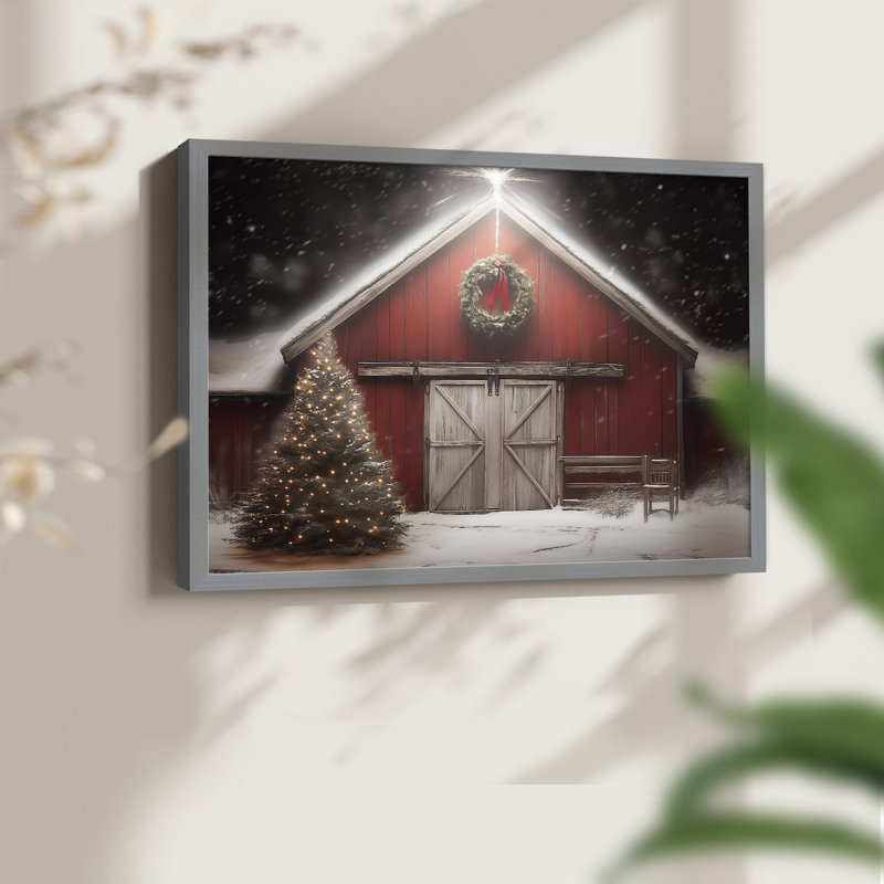 Art de Noël - CMXIX - Reproduction encadrée - Restickable, H 16 po x l 20 po, Gris