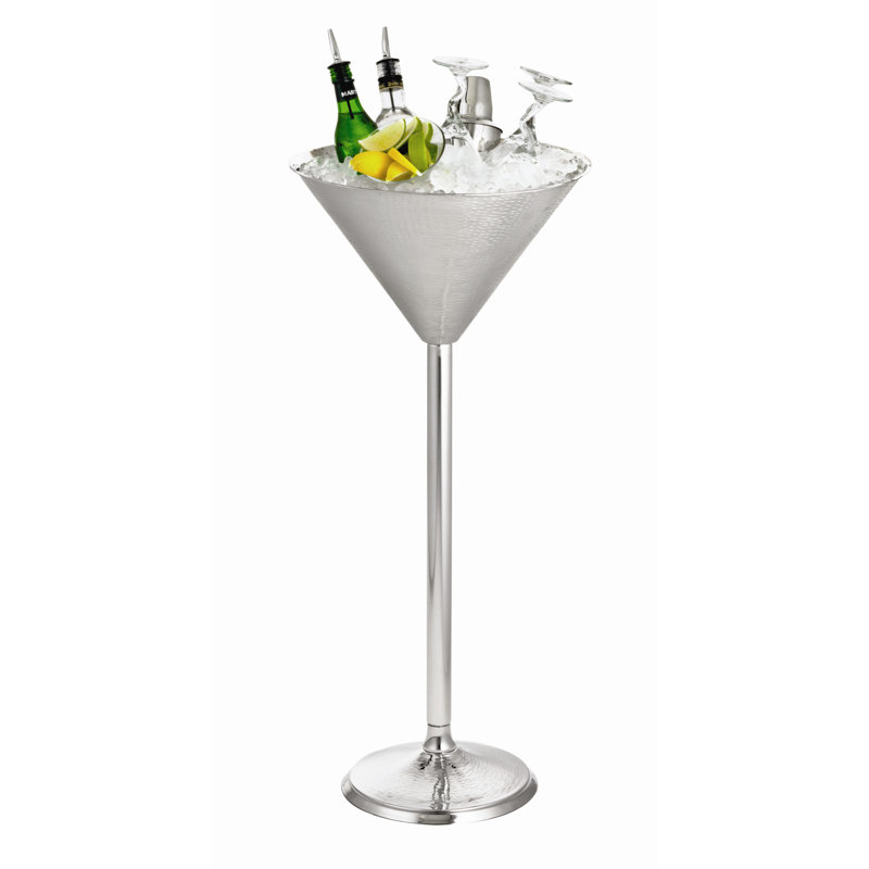 TableCraft Remington Collection Stainless Steel Martini Glass Beverage Stand, 32.5" Tall